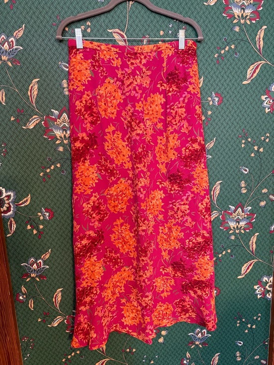 JM Collection Dresses & Skirts - JM by Jessica Moore Vintage Inspired Bright Pink & Orange Floral Midi Skirt